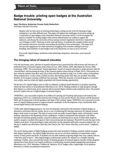 Badge trouble: piloting open badges at the Australian National University image