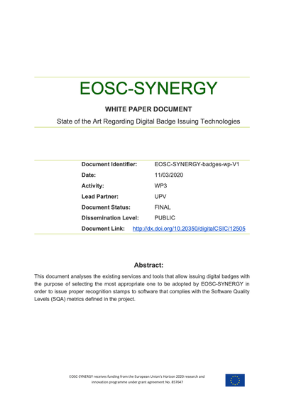 State of the Art Regarding Digital Badge Issuing Technologies image
