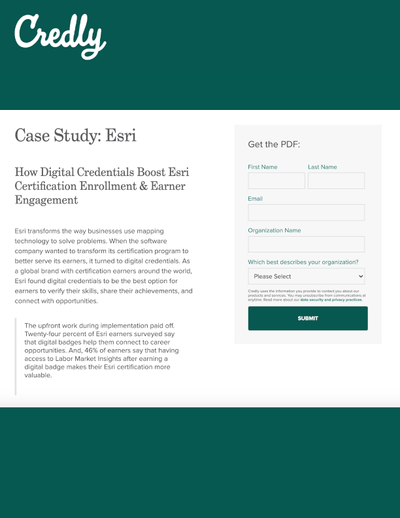 GATED CONTENT: How Digital Credentials Boost Esri Certification Enrollment & Earner Engagement image